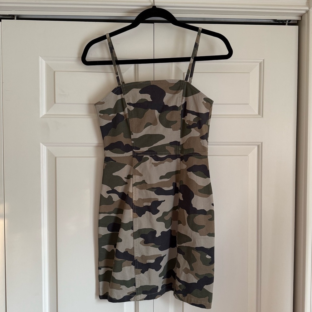 Camo Mini Dress Spaghetti Strap